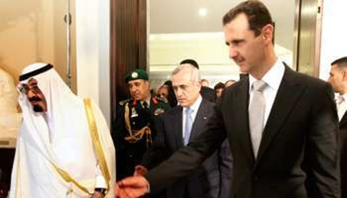 Le roi Abdallah, Michel Sleimane et Bachar al-Assad le 30 juillet à Beyrouth. © Reuters