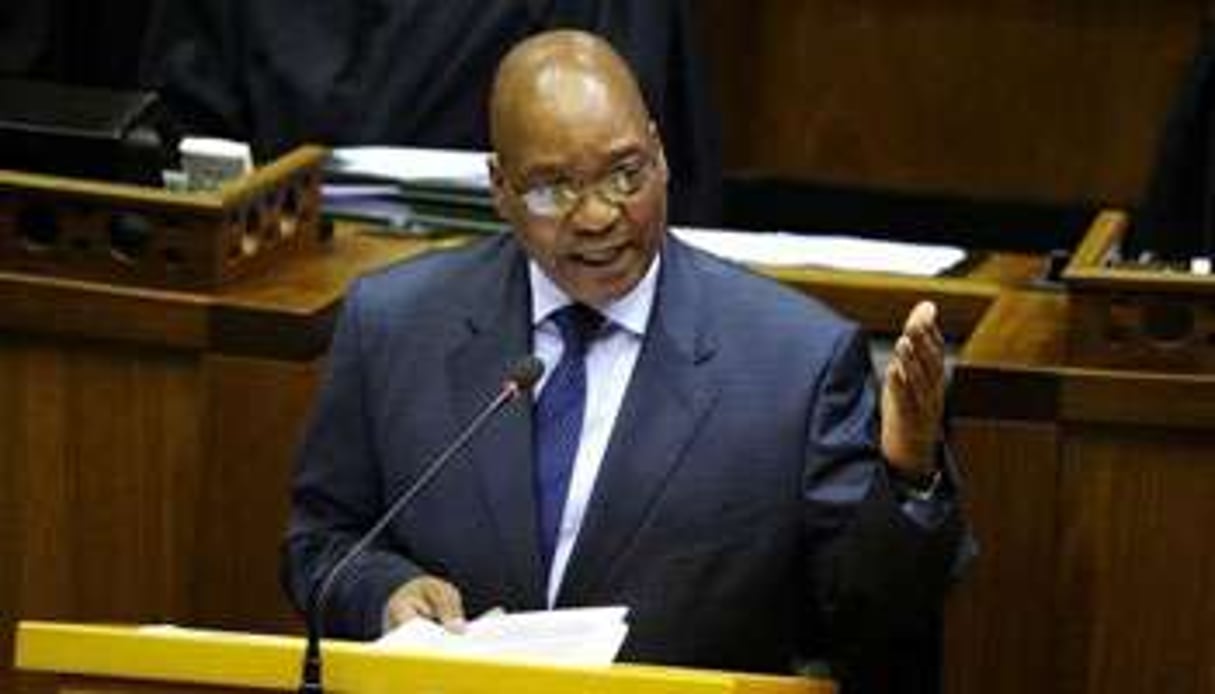 Le président sud-africain Jacob Zuma, lors d’un discours, le 18 août 2010 au Cap. © AFP