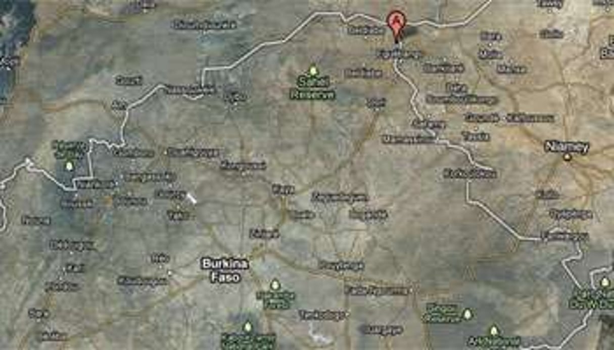 Localisation de Tambao, près de la frontière avec le Niger et le Mali. © Google Maps