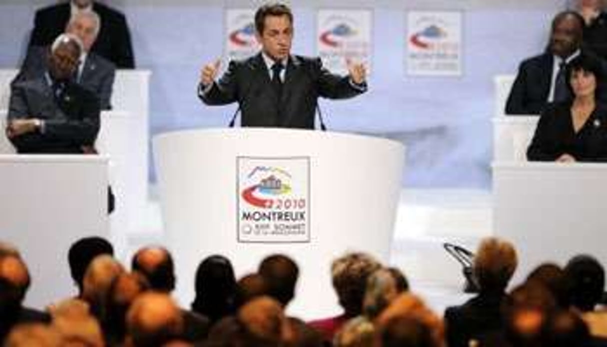 Le président de la république Nicolas Sarkozy lors d’un discours au sommet de la francophonie à M © AFP