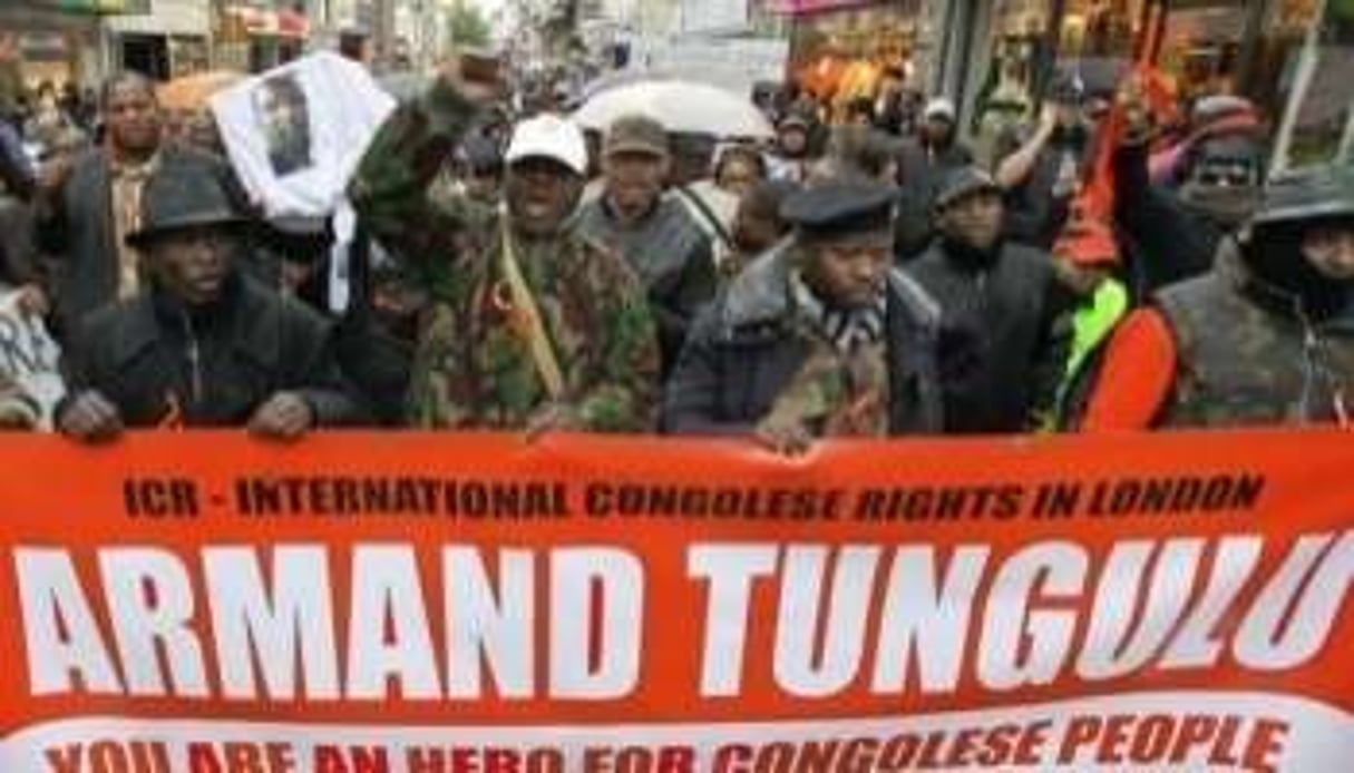 Manifestation d’opposants congolais en faveur de la mémoire d’Armand Tungulu. © AFP