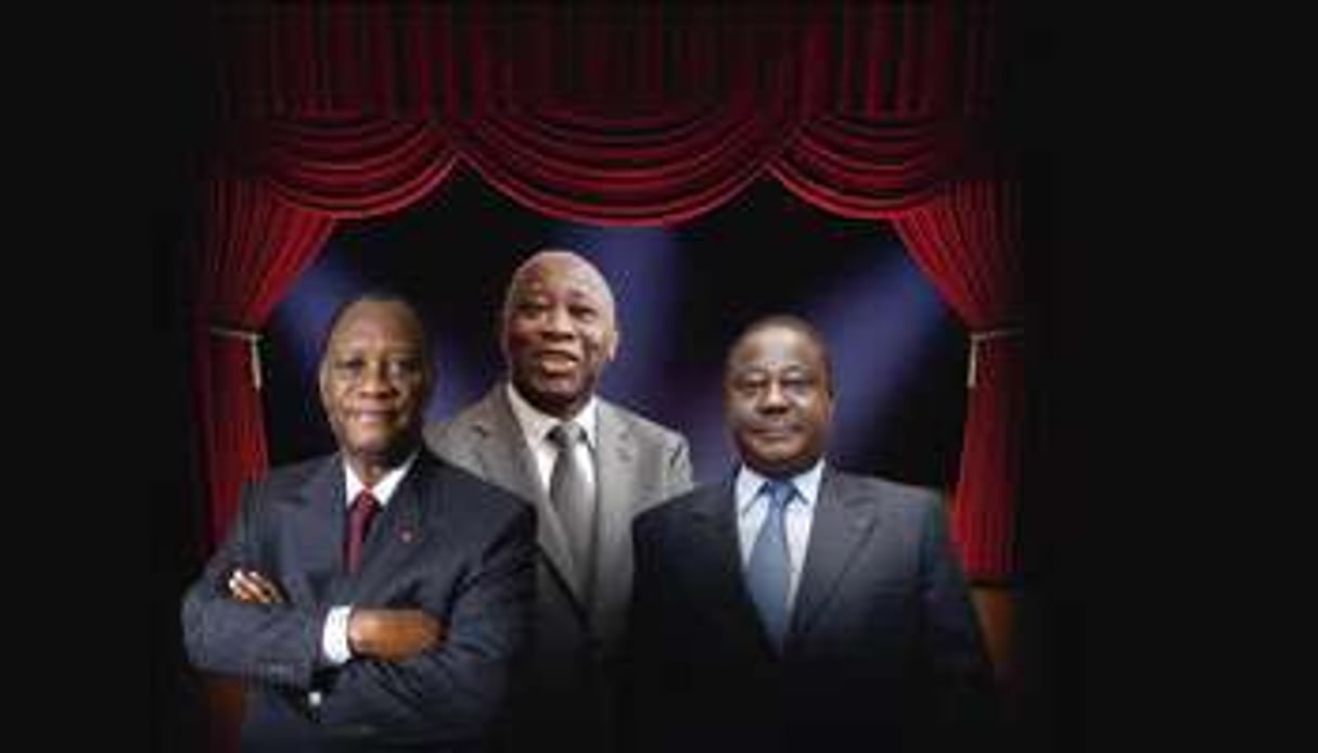 Les trois principaux candidats, Ouattara, Gbagbo et Bédié © J.A.