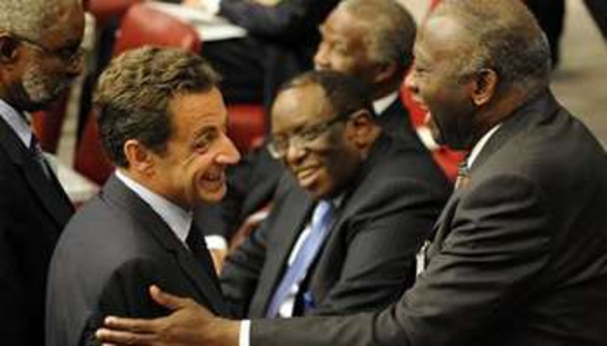 Nicolas Sarkozy et Laurent Gbagbo, ici à l’ONU en 2007. © AFP