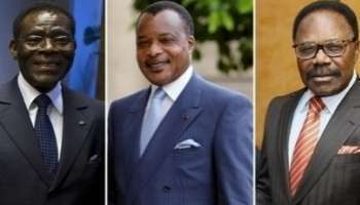 De gauche à droite : Teodoro Obiang Nguema, Denis Sassou Nguesso et feu Omar Bongo Ondimba. © AFP