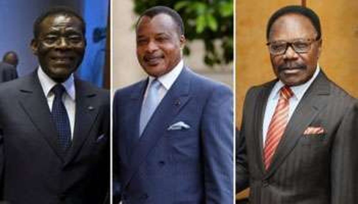 Les présidents Teodoro Obiang Nguema, Denis Sassoun Nguesso et feu Omar Bongo Ondimba. © AFP