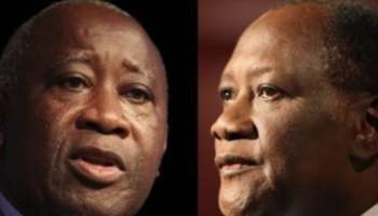 Si le débat entre Gbagbo et Ouattara était cordial, la tension était forte autour d’eux. © D.R.