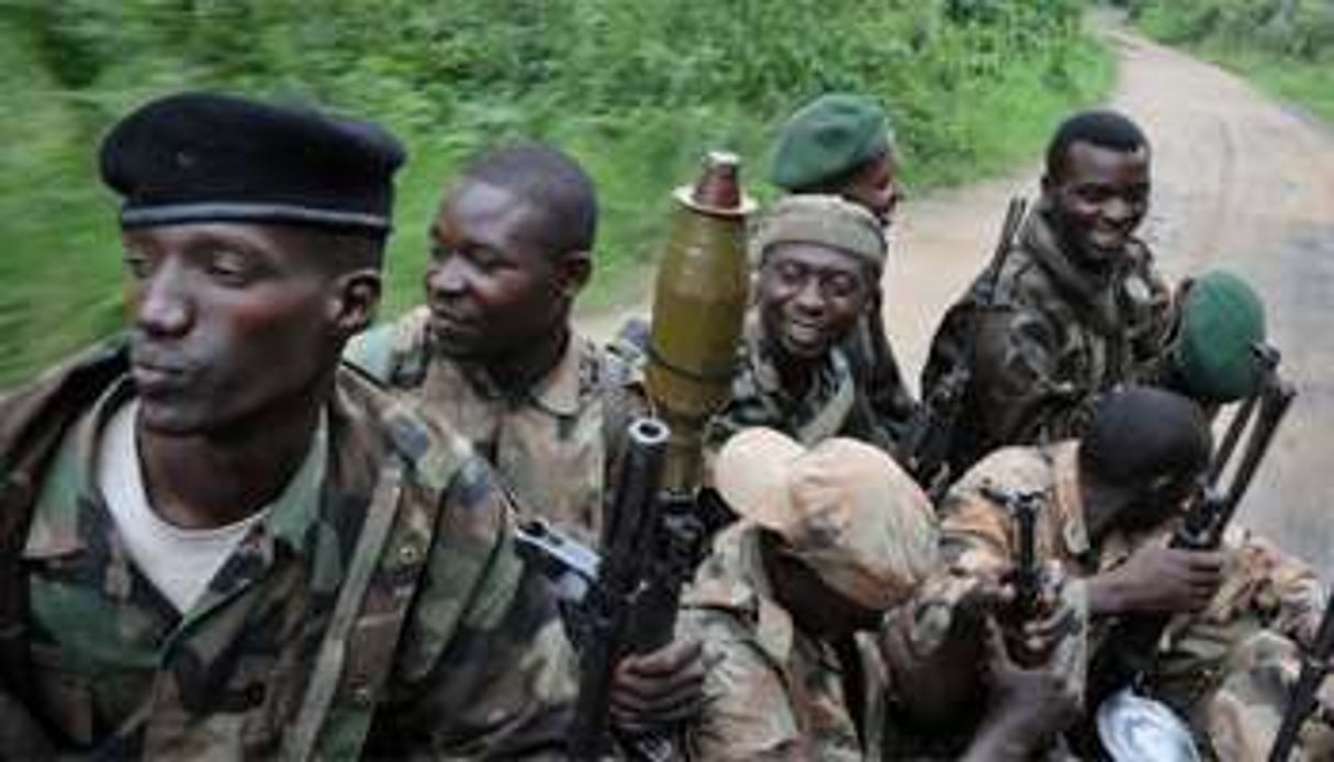 Des membres du CNDP, en octobre 2008 dans le Nord-Kivu. © AFP