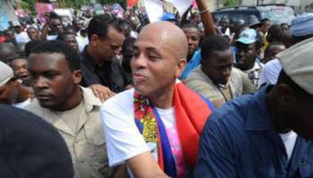 Michel Martelly lors d’un rassemblement de ses partisans, le 20 octobre. © AFP
