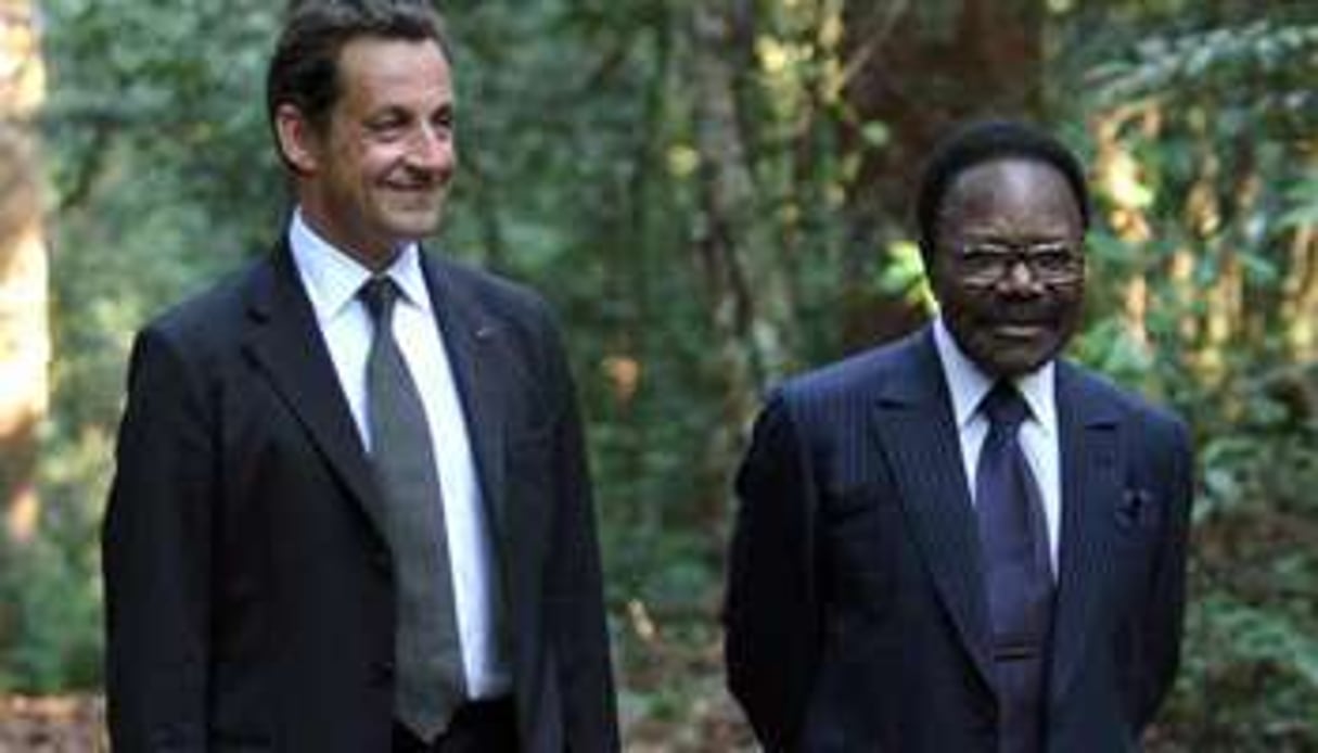 Omar Bongo, avec Nicolas Sarkozy en juillet 2007. © AFP