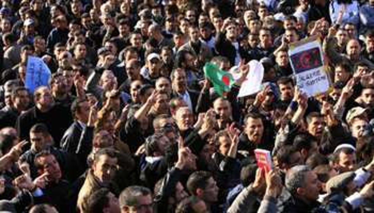 Des manifestants réclament le départ du président Bouteflika, le 12 février à Alger. © AFP
