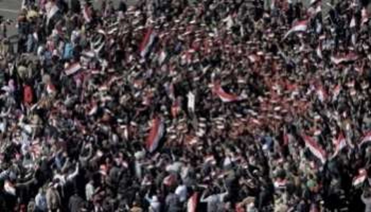 Manifestants place Tahrir le 18 février 2011 au Caire. © AFP