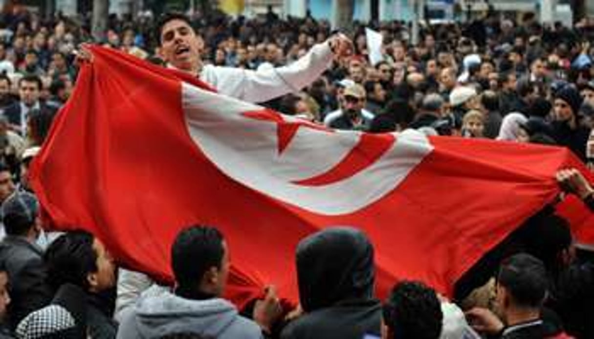 Manifestants à Tunis, le 25 janvier 2011. © AFP