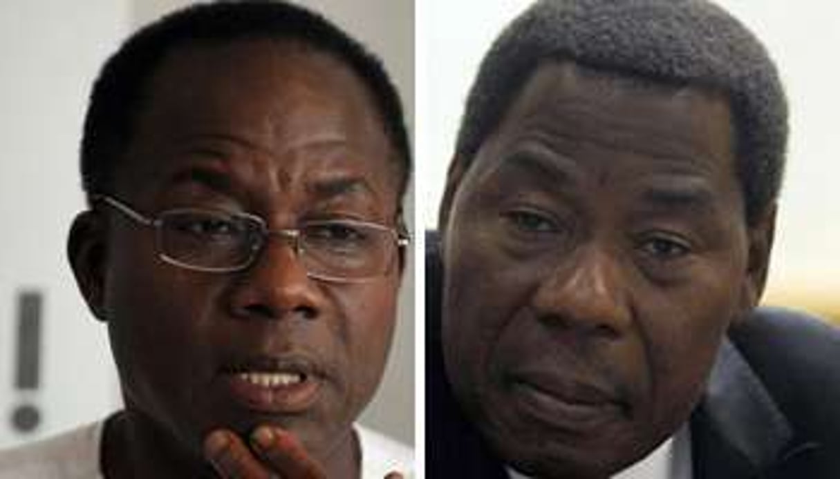 Adrien Houngbédji et Boni Yayi pourraient s’affronter au second tour de la présidentielle. © AFP/Montage J.A.com
