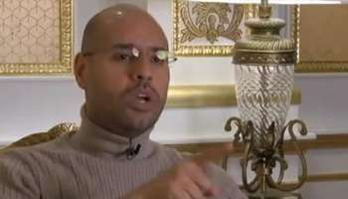 Capture de la vidéo de l’interview de Seif el-Islam à Euronews. © D.R.