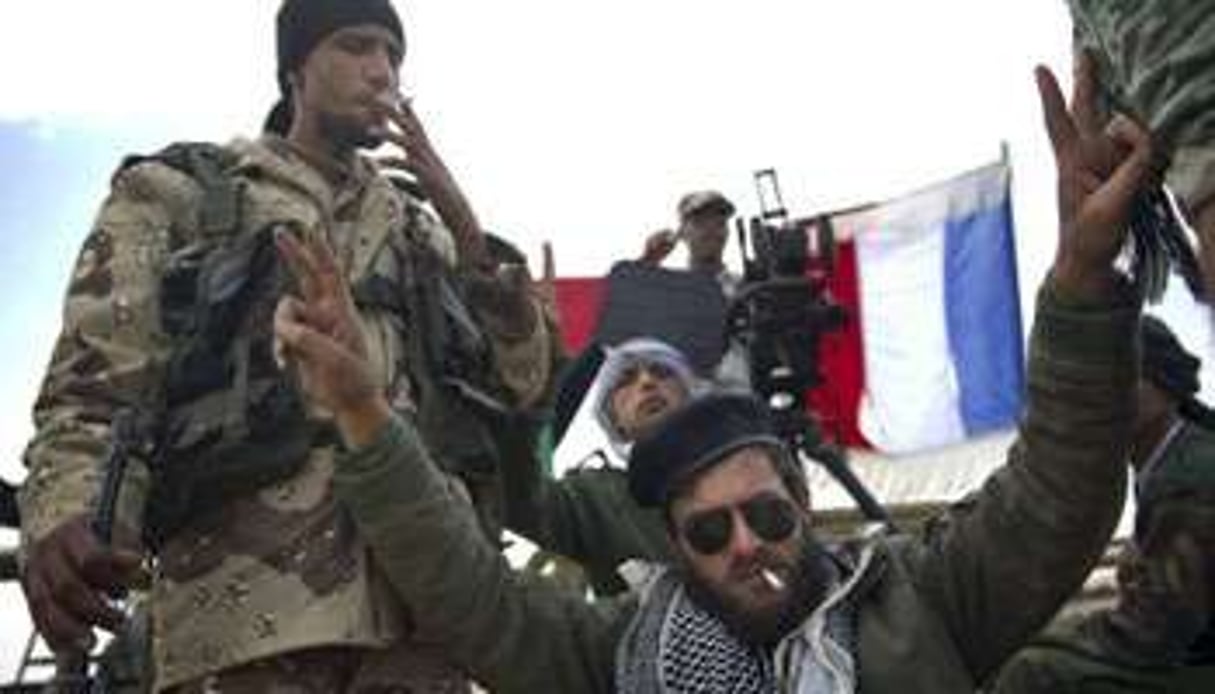 Des rebelles libyens le 15 avril 2011 à Ajdabiya. © AFP