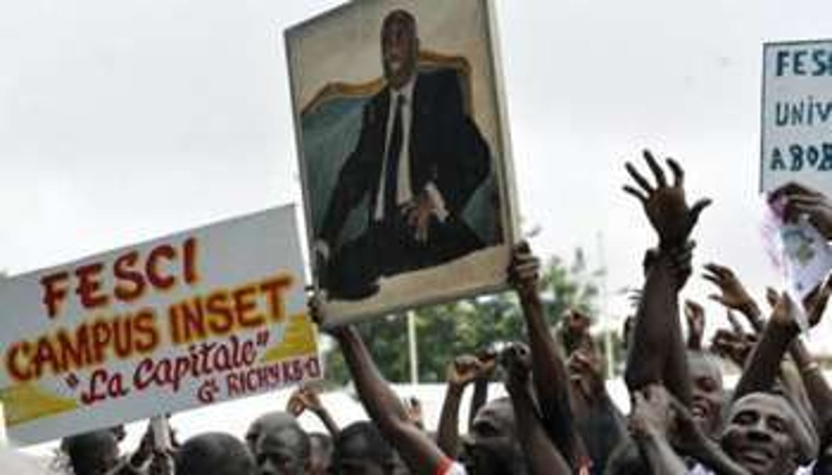 En septembre dernier, des étudiants de la Fesci soutiennent Laurent Gbagbo. © AFP