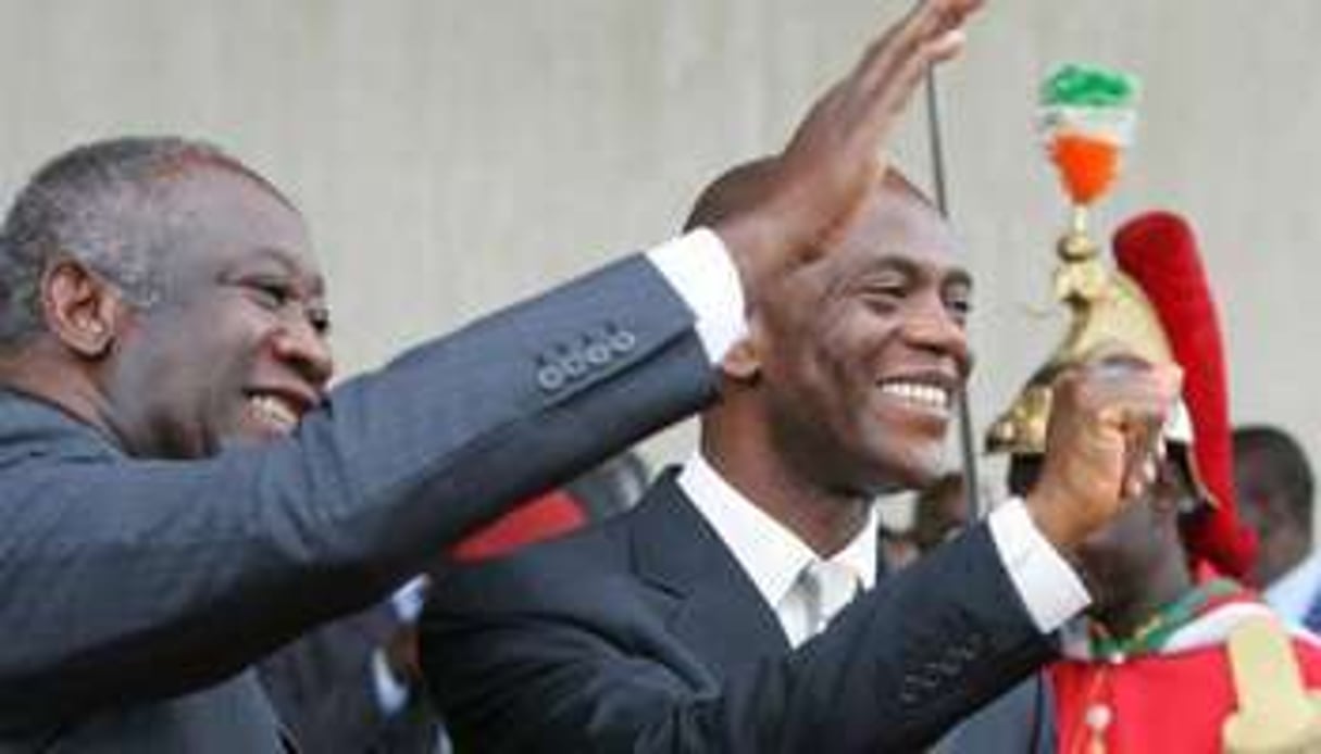 Laurent Gbagbo et Mamadou Koulibaly, le 25 septembre 2006 à Abidjan. © AFP