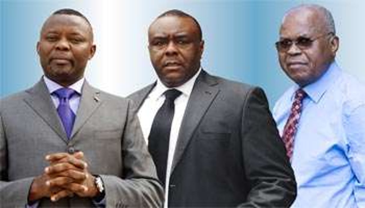 Les trois principaux opposants congolais : Vital Kamerhe, Jean-Pierre Bemba et Étienne Tshisekedi. © Vincent Fournier/Clajot pour J.A.