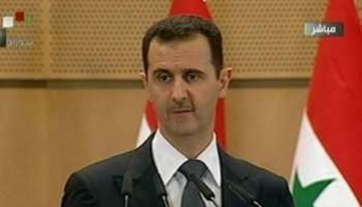 Capture d’écran du discours du président Al-Assad, le 20 juin 2011 à Damas. © AFP