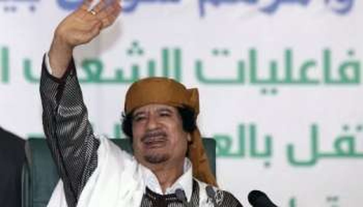 Le colonel libyen Mouammar Kadhafi, le 2 mars 2011 à Tripoli. © AFP