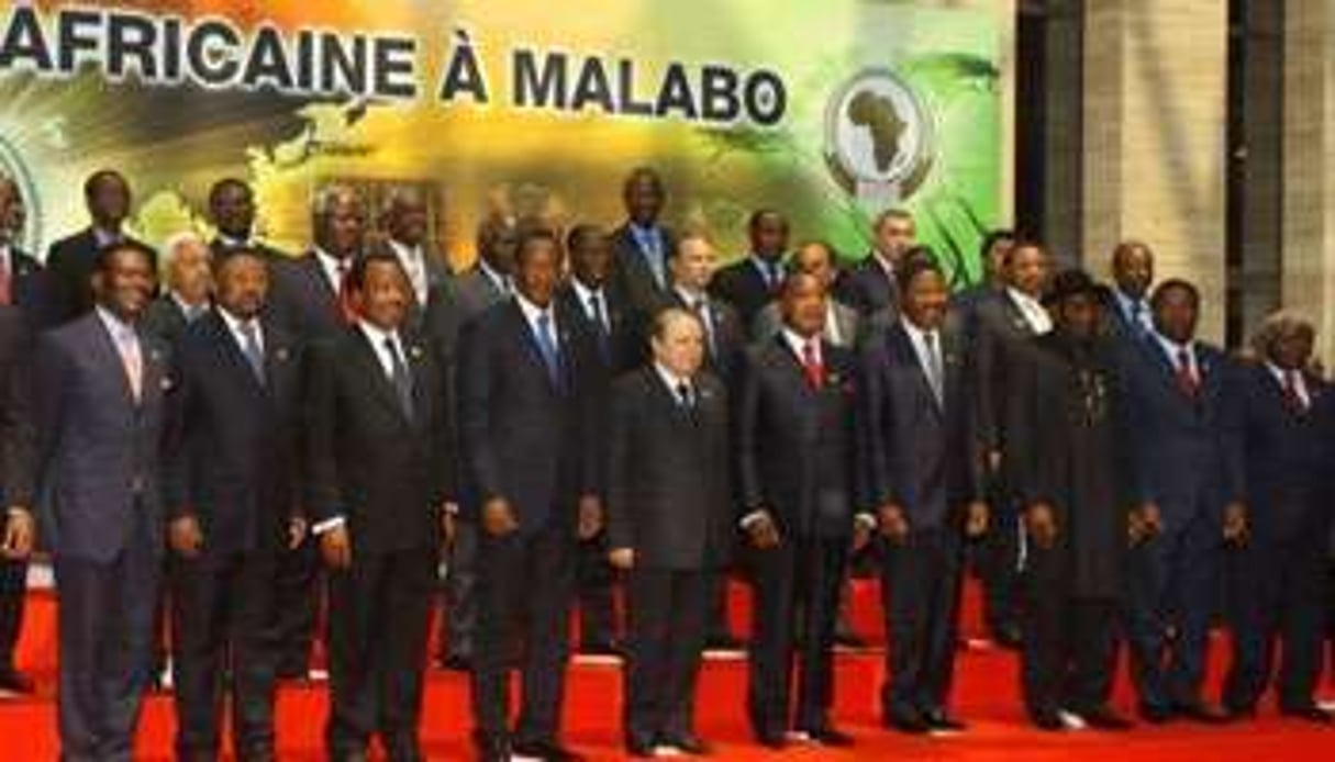 Les chefs d’État africains réunis pour le 17e sommet de l’UA à Sipopo, le 30 juin 2011. © AFP