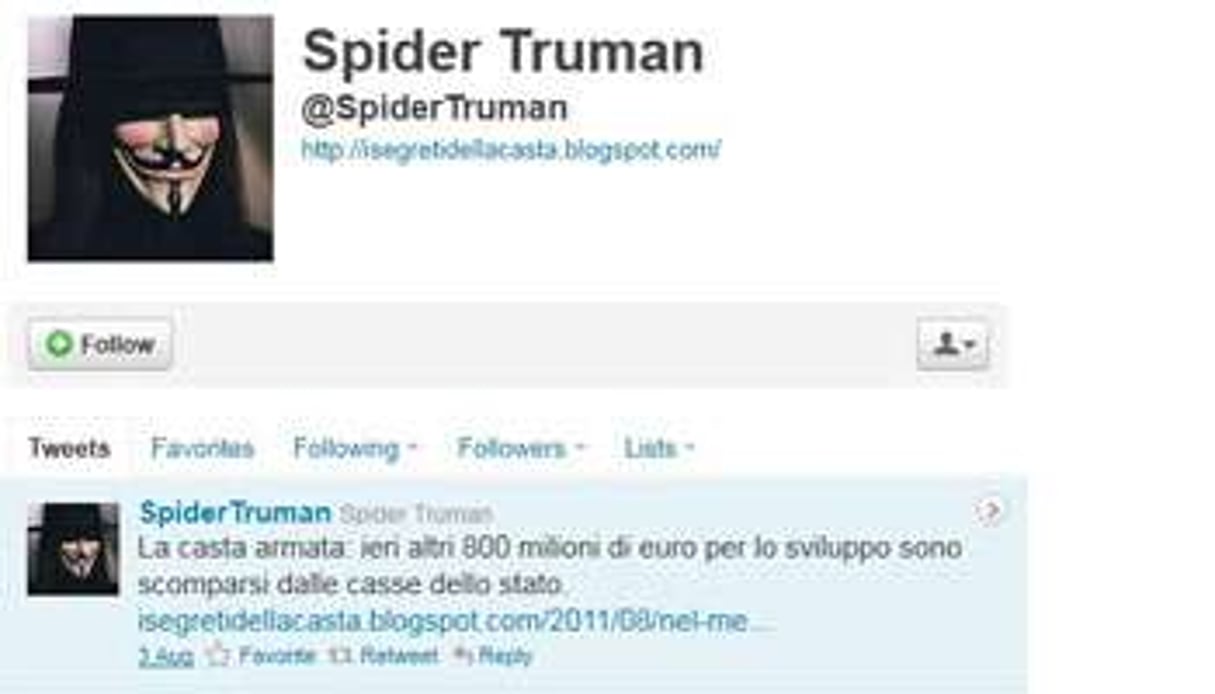 Capture d’écran du compte twitter de Spider Truman. © D.R.