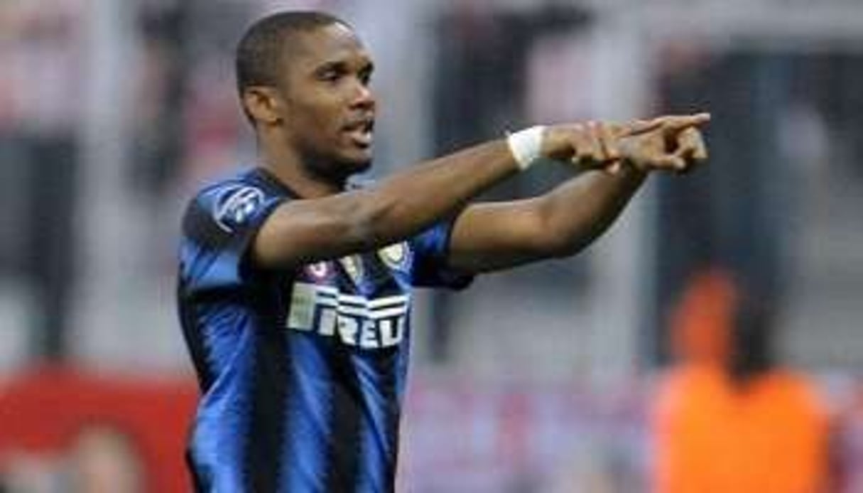 Samuel Eto’o sous le maillot de l’Inter Milan, le 15 mars 2011 à Munich. © K. Joensson/AP/SIPA