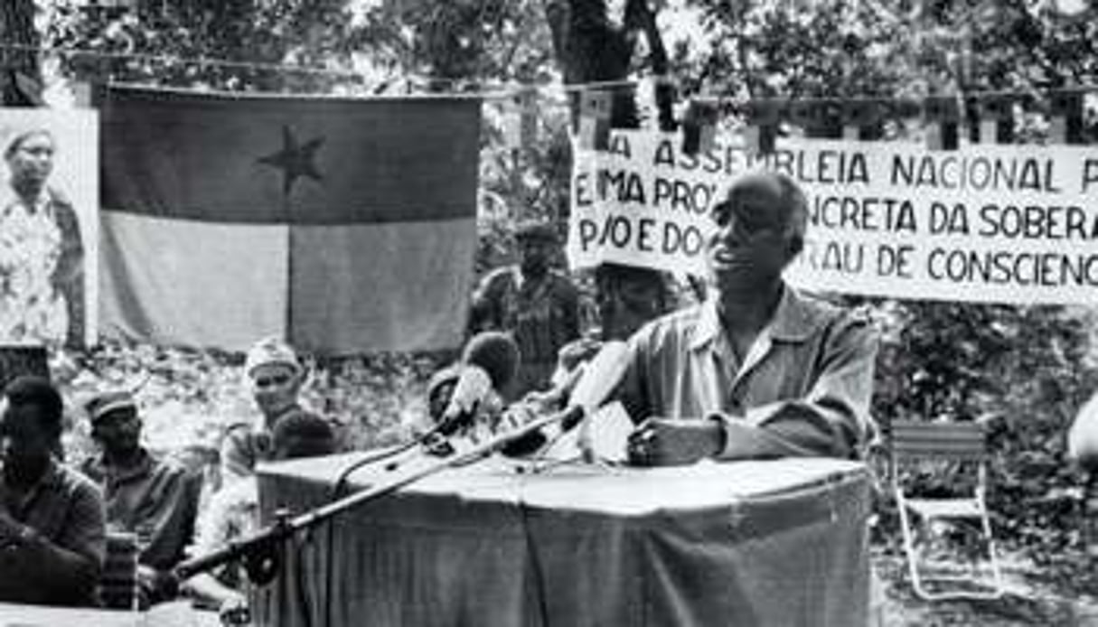Aristides Maria Pereira, le 28 septembre 1973 en Guinée. © Archive/AFP