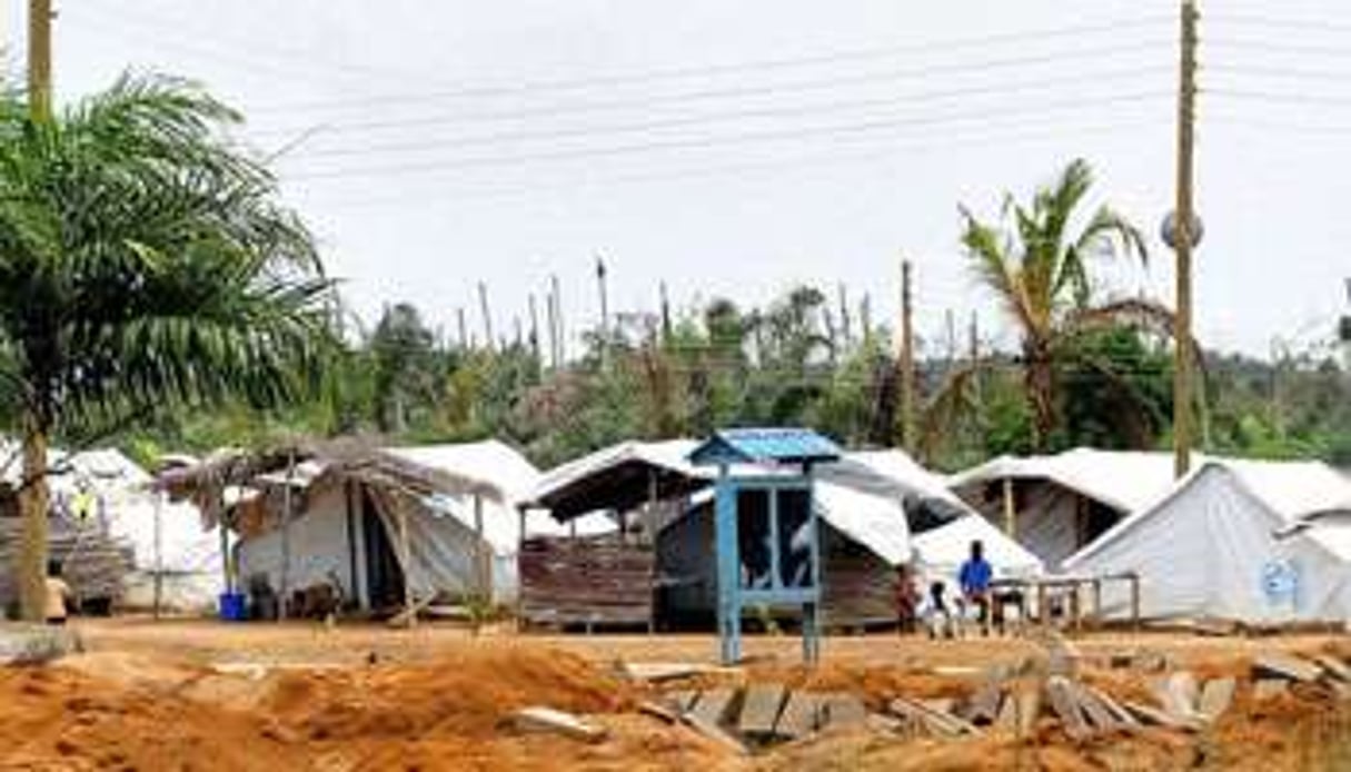 Le camp de réfugiés ivoiriens d’Ampain, au Ghana le 10 octobre 2011. © Sia Kambou/AFP