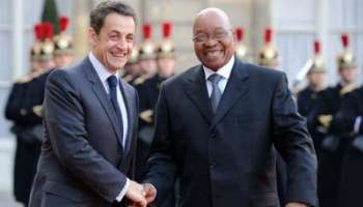 Nicolas Sarkozy et Jacob Zuma à l’Elysée le 2 mars 2011. © Eric Feferberg/AFP