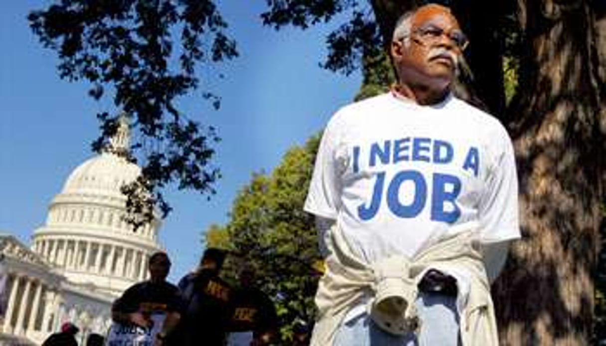 Manifestation de demandeur d’emploi devant le Capitole, le 5 octobre. © Jason Reed/Reuters