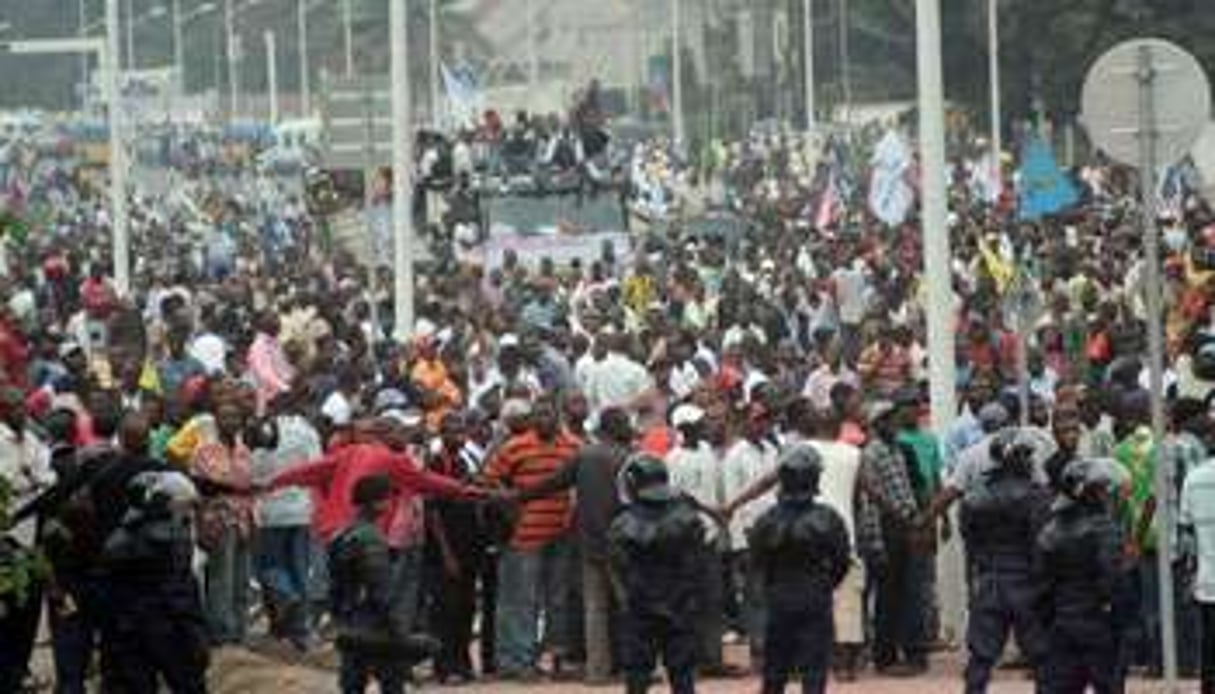 Des militants de l’UDPS lors d’une manifestation, le 6 septembre 2011 à Kinshasa.. © AFP