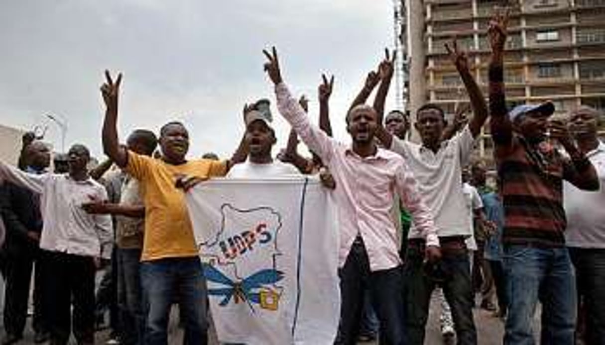 Des militants de l’UPDS le 13 octobre 2011, à Kinshasa. © AFP