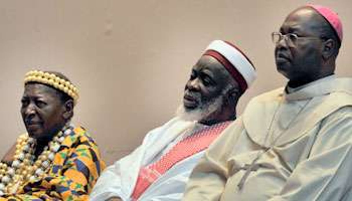 Le roi, l’imam et l’archevêque (de g. à dr.) au service de la réconciliation ivoirienne. © Issouf Sanogo/AFP