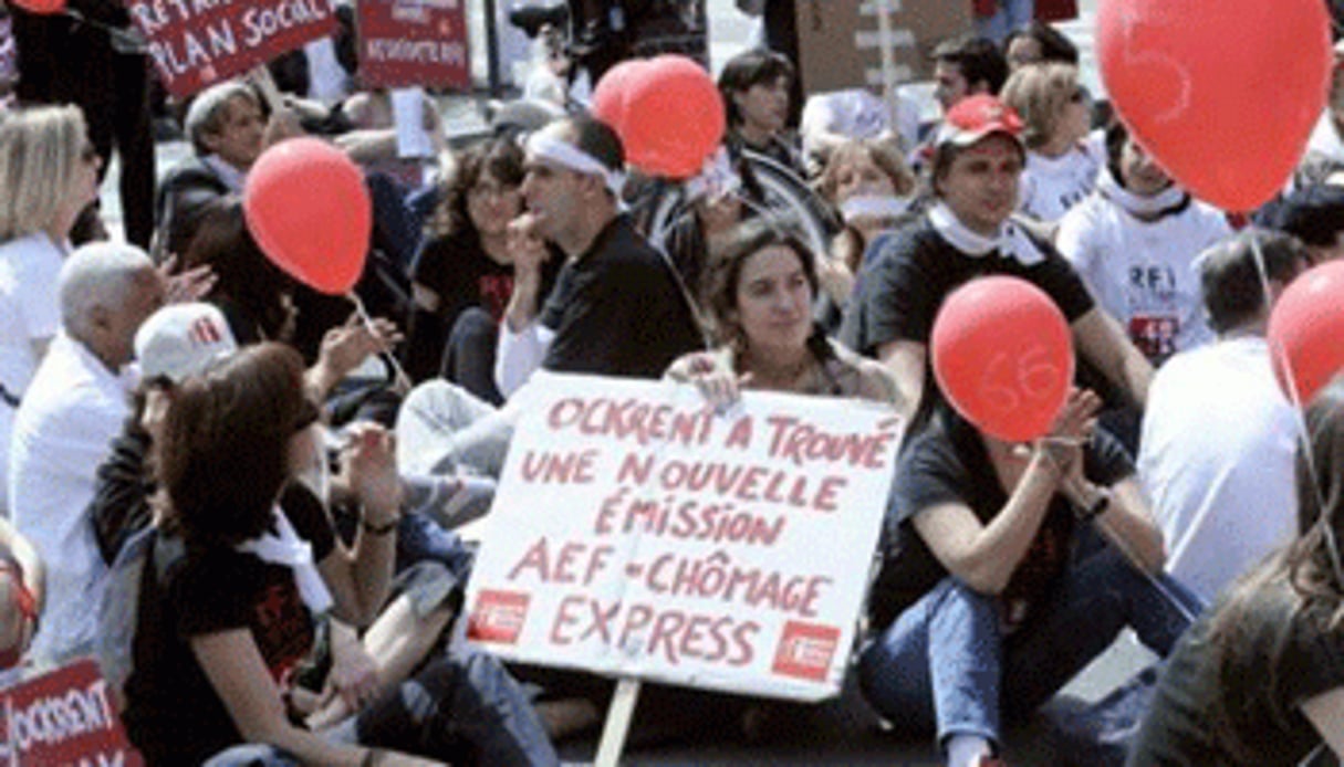 Grève de salariés de Radio France internationale , le 16 juin 2009 à Paris. © AFP