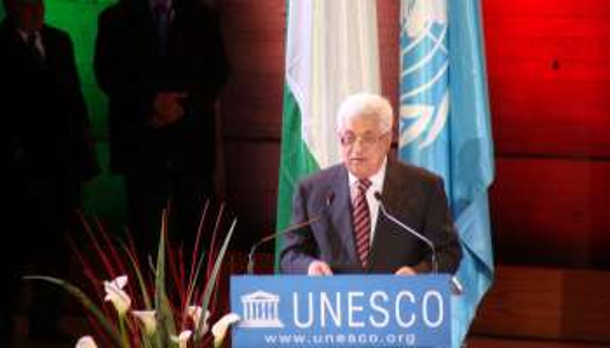 Mahmoud Abbas, au siège de l’Unesco à Paris, le 13 décembre 2011. © Laurent De Saint Périer pour J.A.
