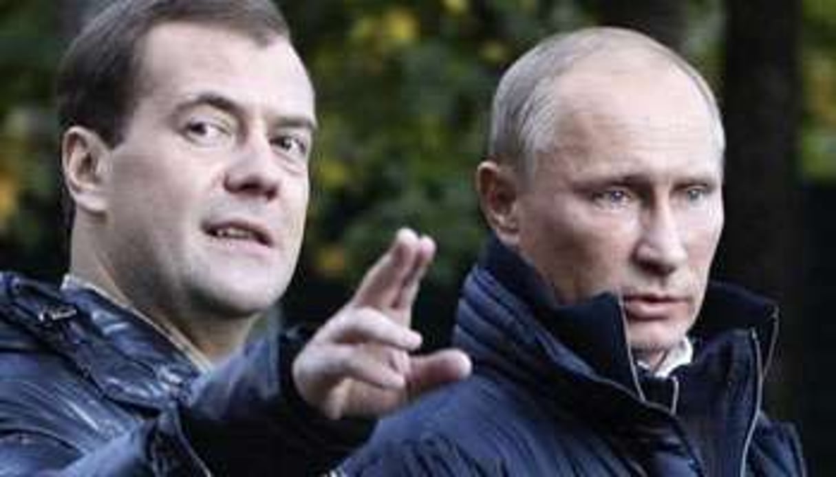 Dmitri Medvedev, le président russe, et son Premier ministre Vladimir Poutine. © AFP