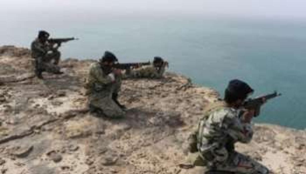 Des soldats iraniens en poste lors d’un exercice, près du détroit d’Ormuz, le 30 décembre 2011. © AFP