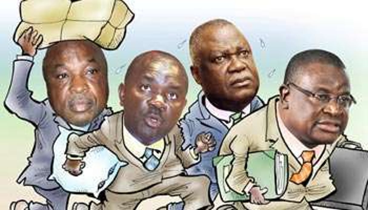 Quelques uns des pro-Gbagbo exilés : Assoa Adou, Amos Beonaho, Marcel Gossio et Ouattara Gnonzié. © Glez