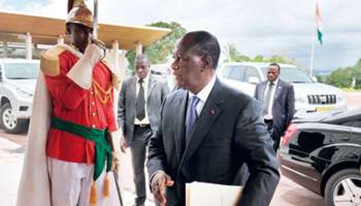 Alassane Ouattara, le 22 octobre, au palais du Plateau, à Abidjan. © Issouf Sanogo/AFP