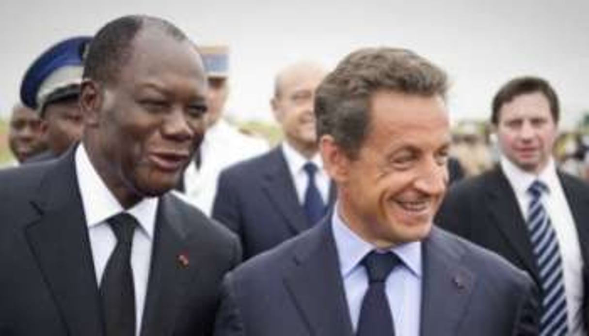 Ouattara dit de Sarkozy : « Si j’ai cinq ou six vrais amis dans le monde, il en fait partie. » © Lionel Bonaventure/AFP