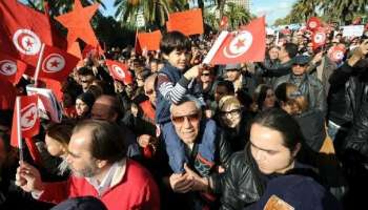 Manifestation le 28 janvier 2012 à Tunis pour la défense des libertés. © AFP