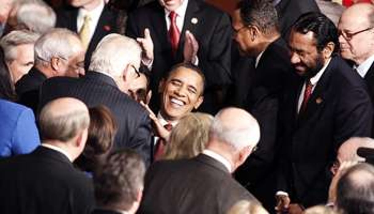 Obama arrive au Congrès, le 24 janvier. © Reuters