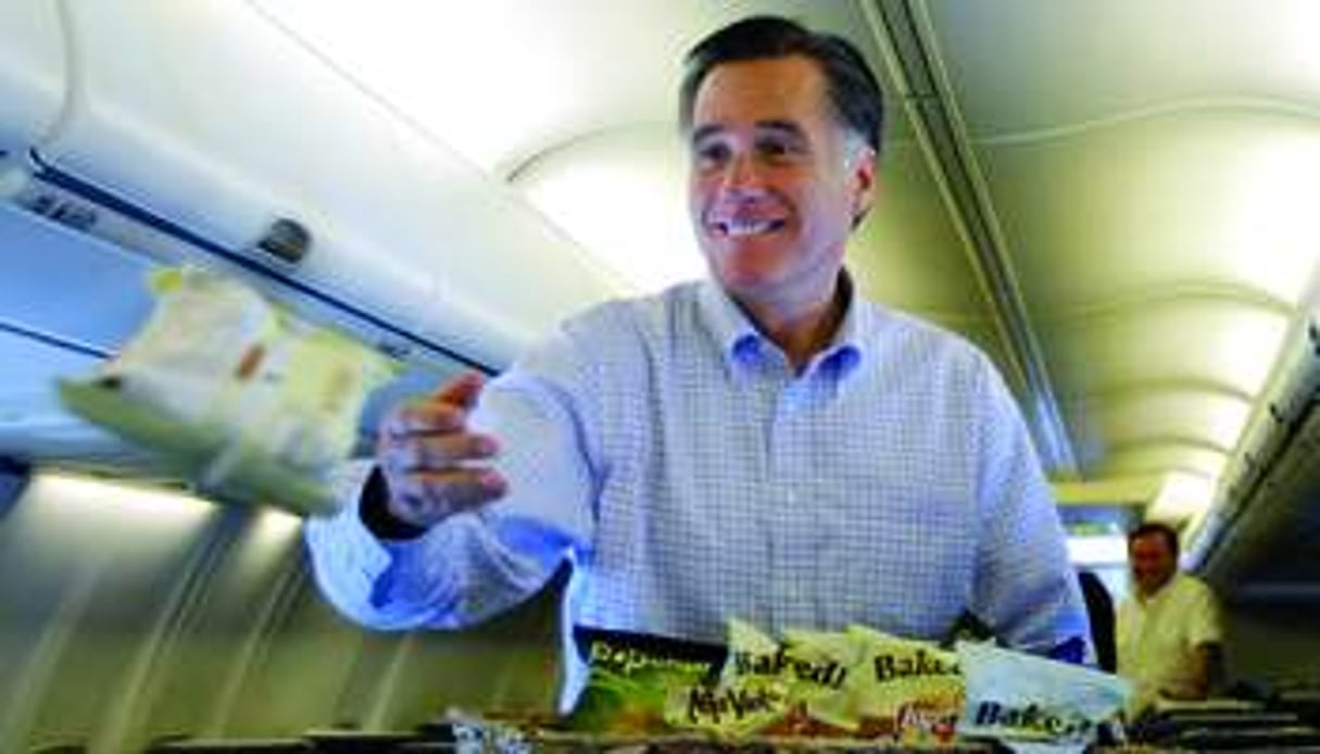 Mitt Romney dans son avion de campagne le 30 janvier en Floride. © Brian Snyders/Reuters