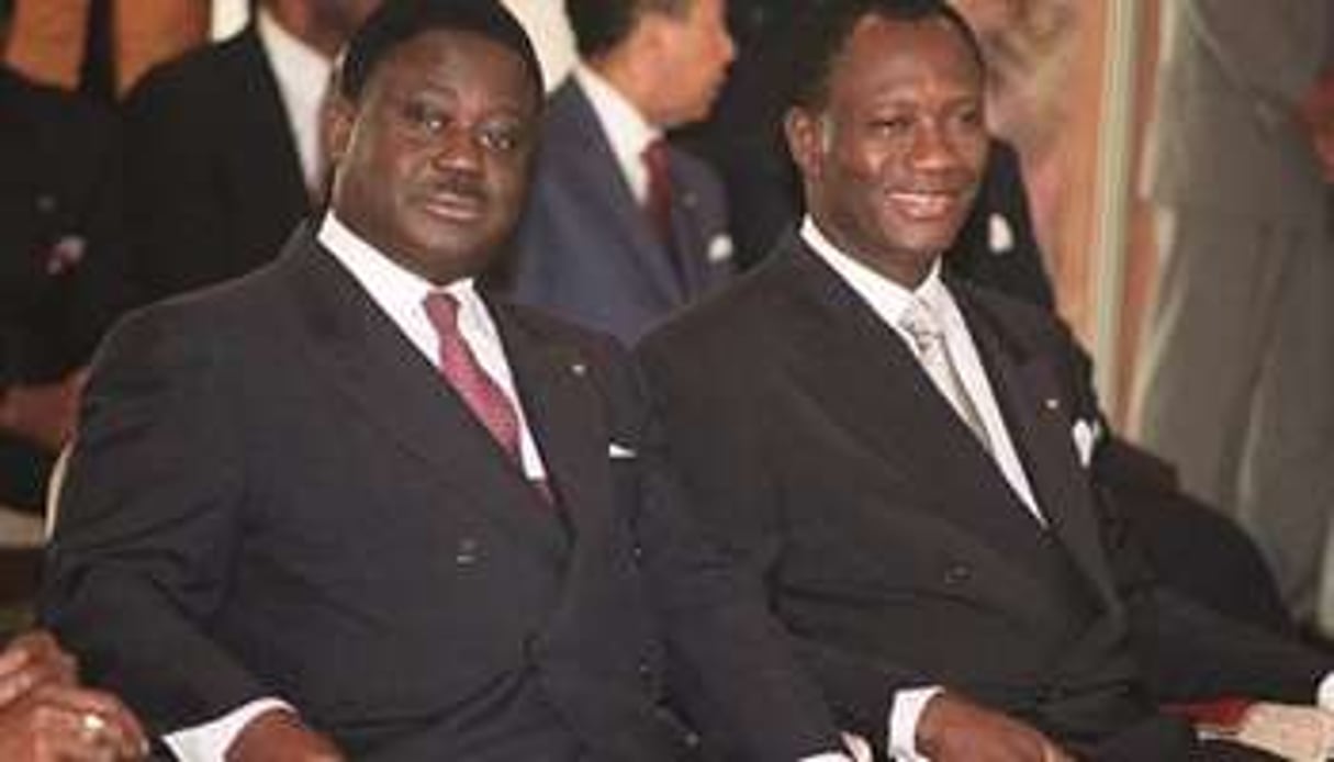 Henri Konan Bédié et Alassane Ouattara en 1993. © AFP