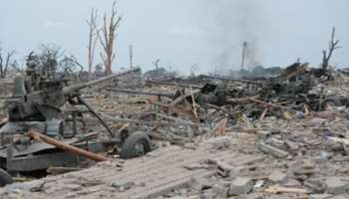 Le district de Mpila, ravagé dans un rayon de 500 mètres autour de l’explosion. © AFP