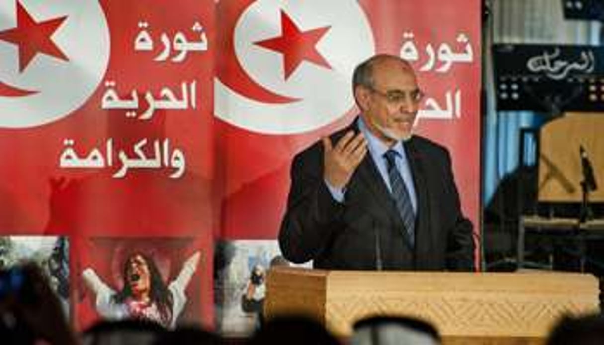 Discours de Hamadi Jebali, Premier ministre tunisien pour les commémorations du 14 janvier. © Nicolas Fauqué/Imagesdetunisie.com