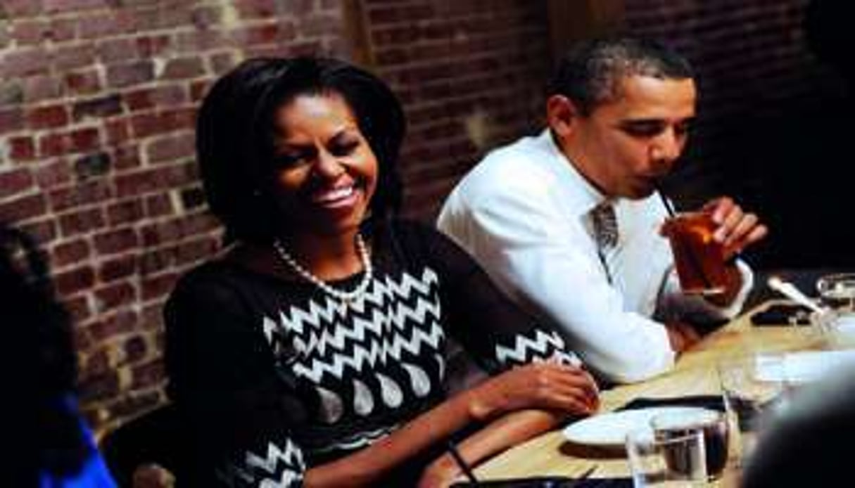 Le coupe Obama dans un restaurant de Washington, le 8 mars. © Leslie E.Kossoff/Newscom/SIPA