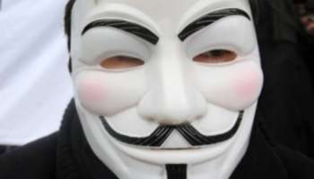 Un masque de Guy Fawles, symbole des militants Anonymous. © AFP