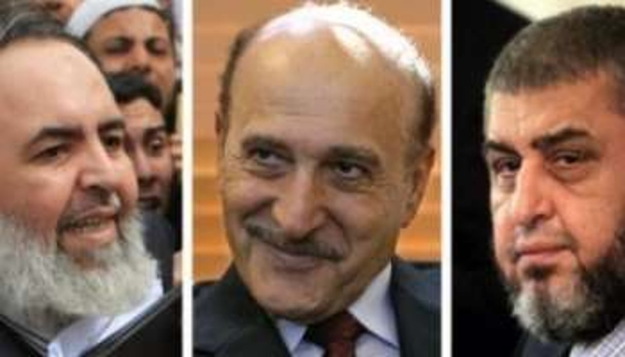Hazem Abou Ismail, Omar Souleimane et Khairat el-Shater, dont les candidatures ont été refusées. © AFP